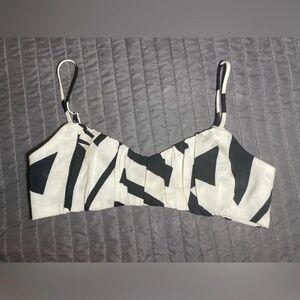 American Threads Black/Cream Geometric‎ Print Bralette style top Size S